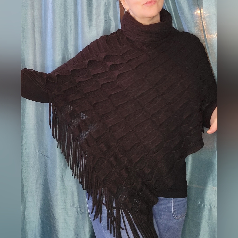 Textured Turtleneck Poncho from Big Buddah